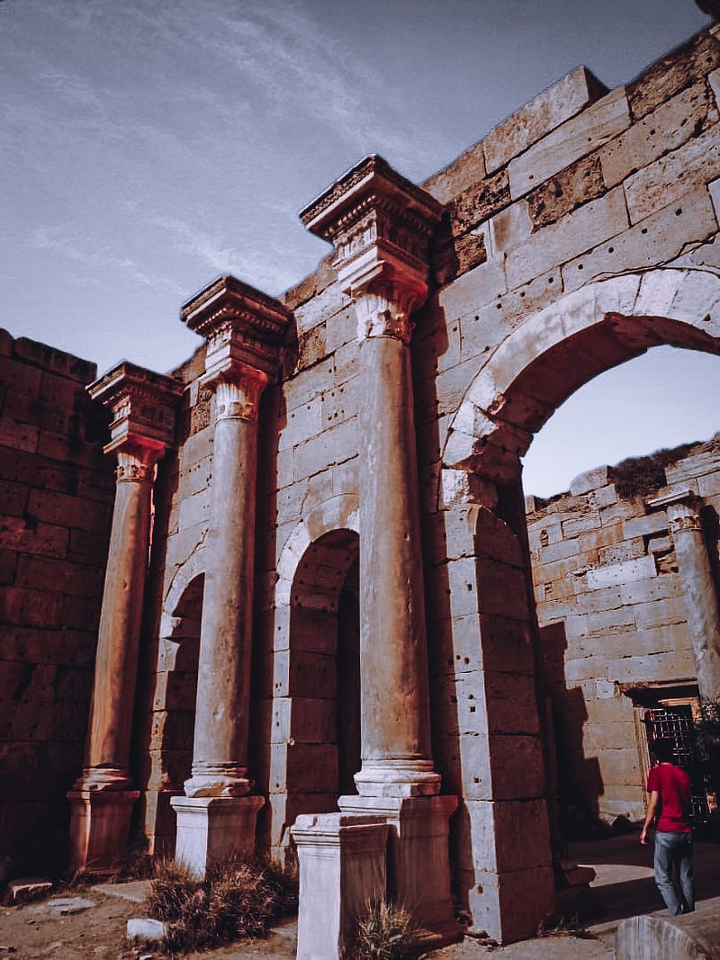 The ruins of the basilica in Leptis Magna