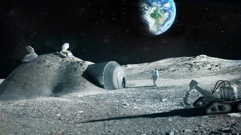 Conceptual illustration of a lunar mining base