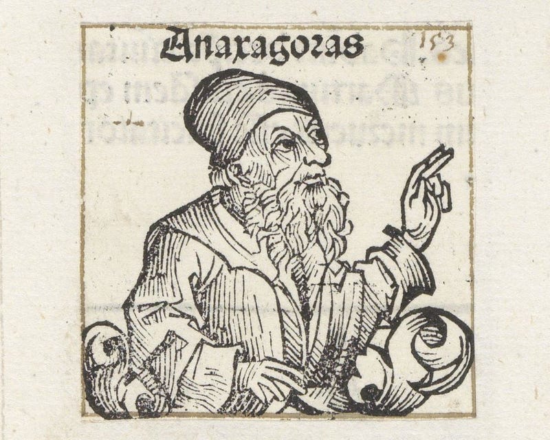 Portrait of Anaxagoras from historical texts