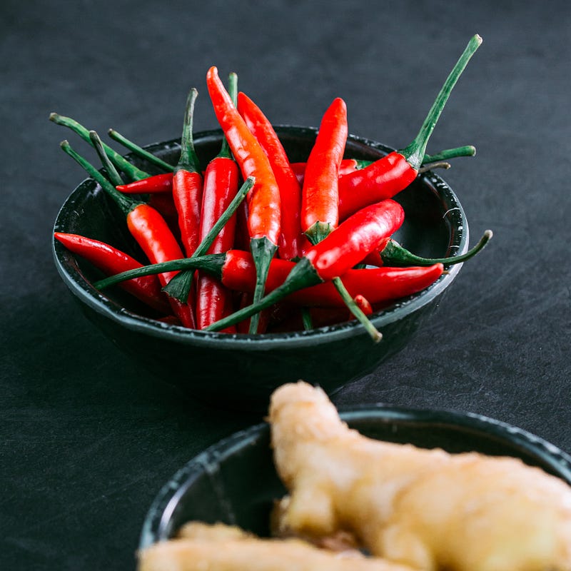 Fresh ingredients being prepared for cooking