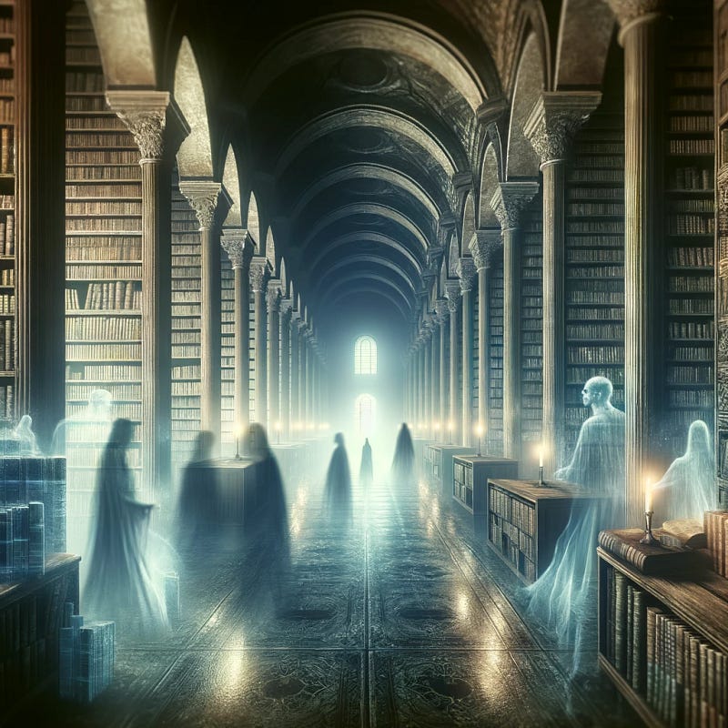 Mysterious library with whispering books