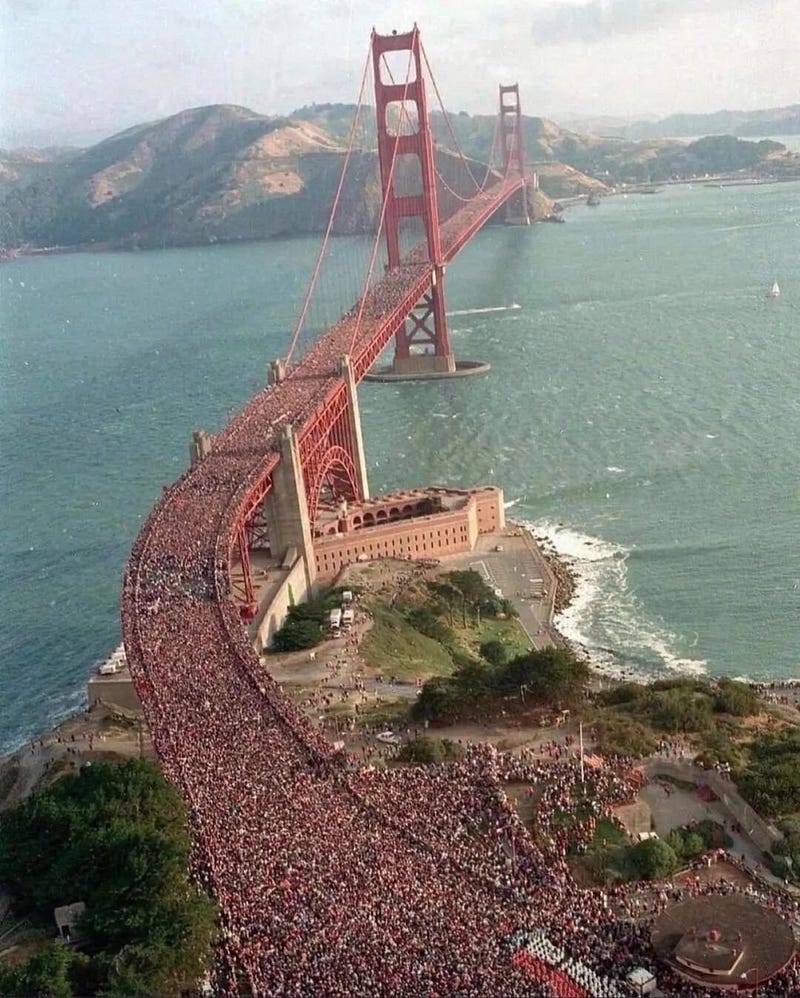 Crowds on the Golden Gate Bridge