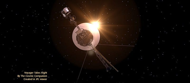 Voyager spacecraft exploring interstellar space