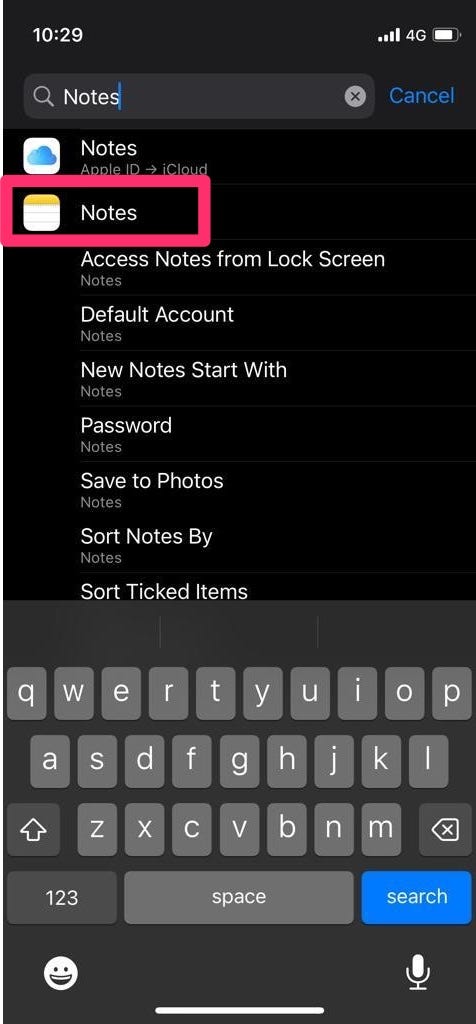 Setting a password for locked notes in iPhone