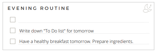 Evening routine example