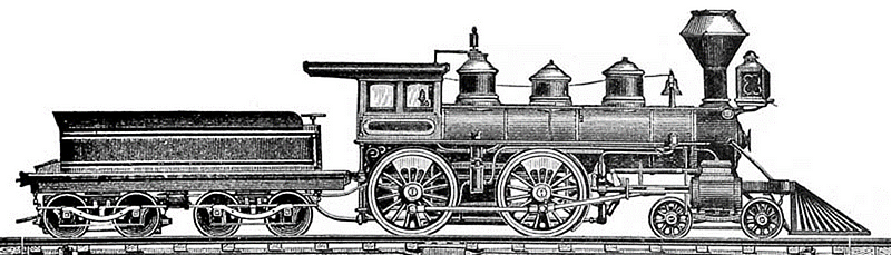 Classic woodcut of a 4–4–0 locomotive