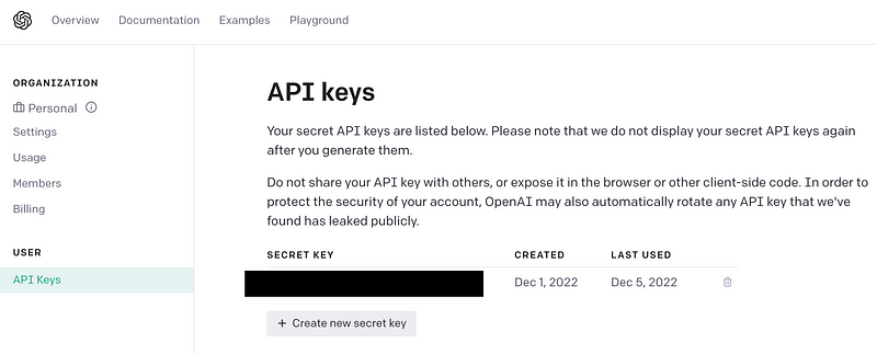 OpenAI API Key Location