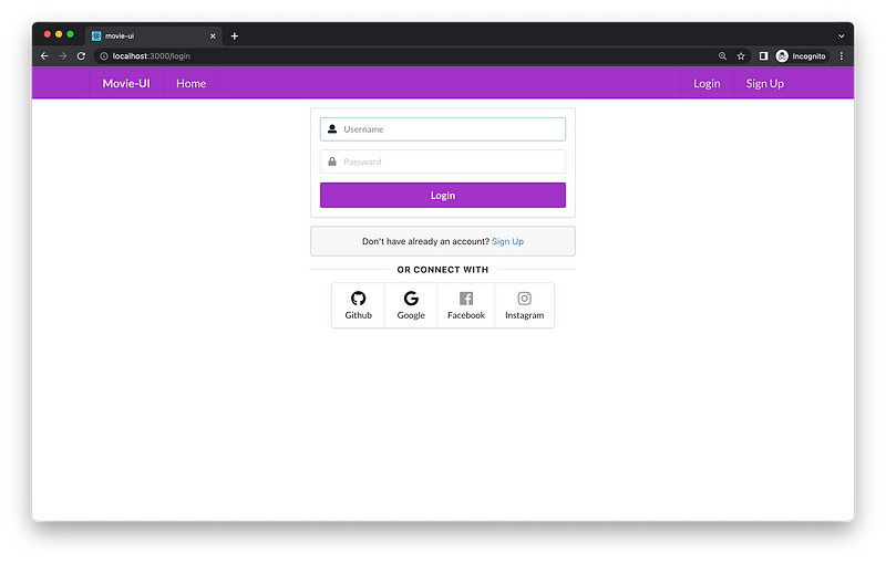 Image showing GitHub login option