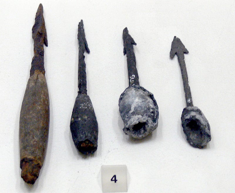 Archaeological findings of plumbata heads