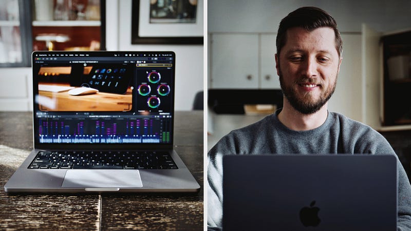 Matthew O’Brien editing on his 14" M1 Pro MacBook Pro