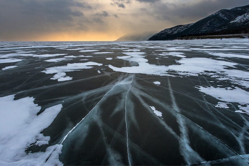 A stunning view of Lake Baikal, showcasing its depth and clarity.