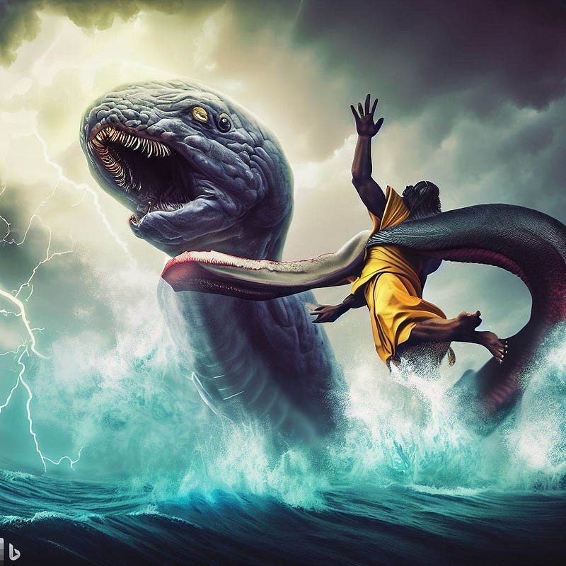 AI-generated depiction of Leviathan challenging God