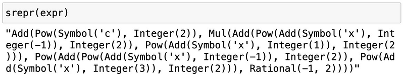 Internal string representation of the expression