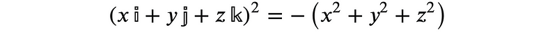 Squaring of pure quaternion representation