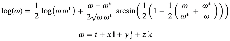 Logarithm of a general quaternion representation