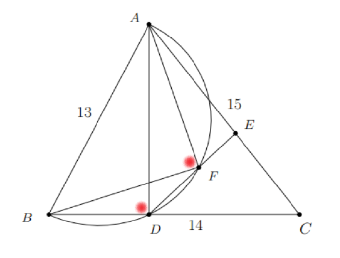 Right angles AFB and ADB in the problem