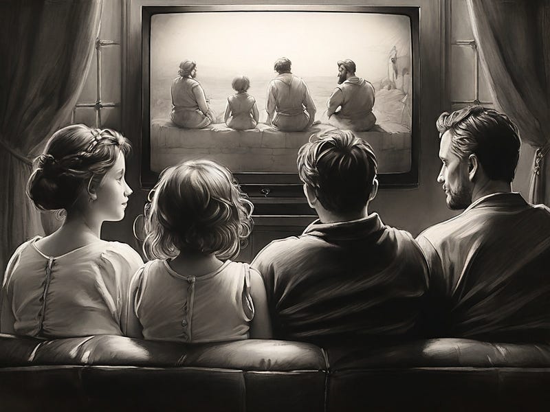 Family enjoying TV time together